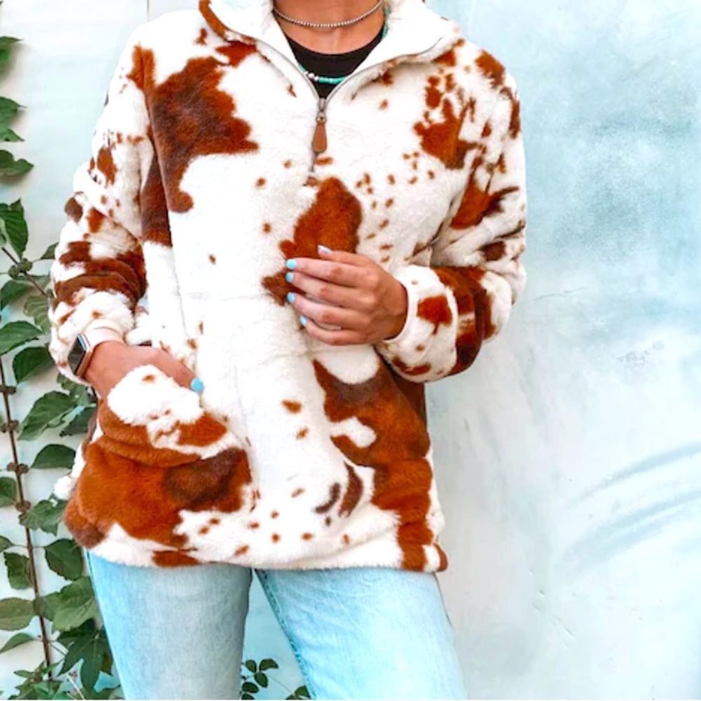 Cow Print Quarter Zip jacket